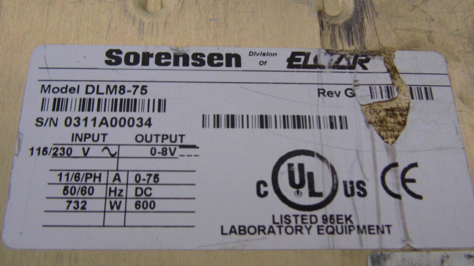 Sorensen DLM8-75 0-8V 75A 600W DC Power Supply (6 in stock) Sorensen DLM8-75 0-8V 75A 600W DC Power Supply (6 in stock)